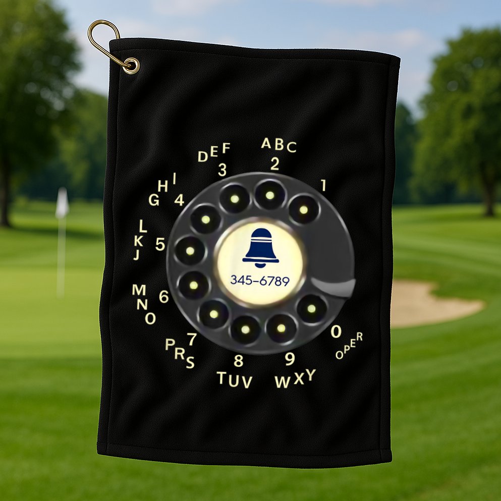 Retro Rotary Dial Phone Golf Towel