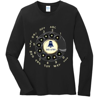 Retro Rotary Dial Phone Ladies Long Sleeve Shirt