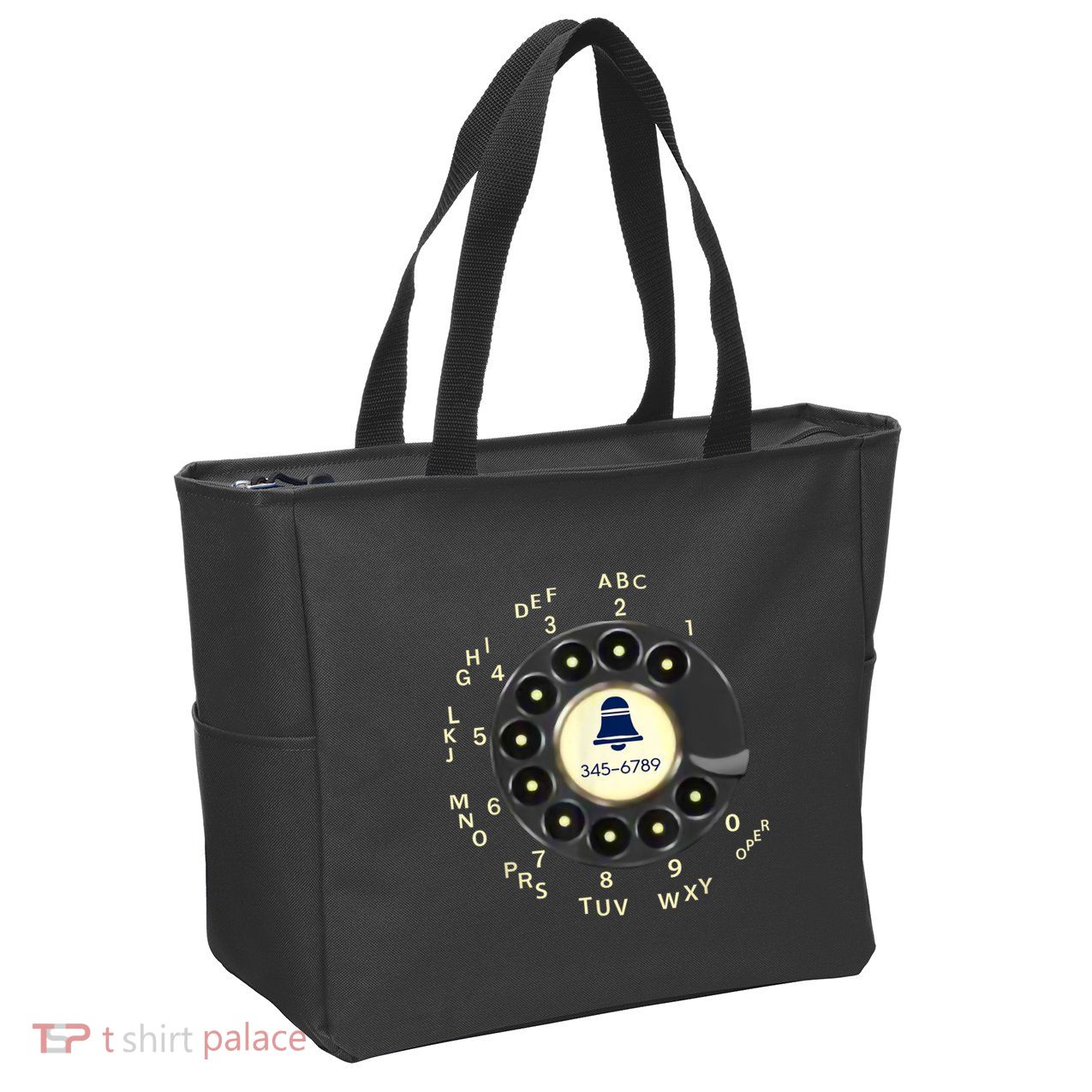 Retro Rotary Dial Phone Zip Tote Bag