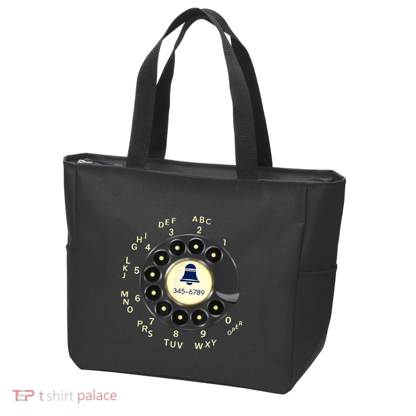 Retro Rotary Dial Phone Zip Tote Bag