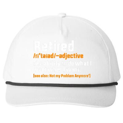 Retirement Retired Definition To Do What I Want Funny Snapback Five-Panel Rope Hat