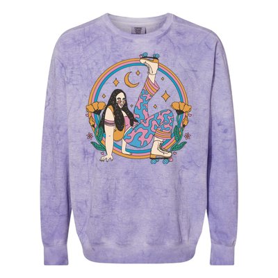 Retro Roller Disco Girl Colorblast Crewneck Sweatshirt