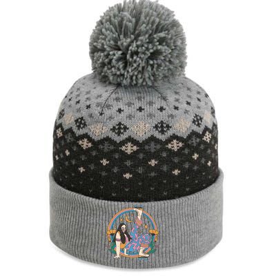 Retro Roller Disco Girl The Baniff Cuffed Pom Beanie