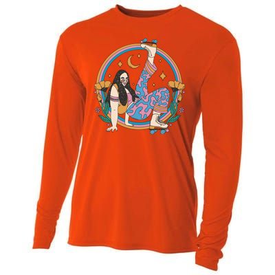 Retro Roller Disco Girl Cooling Performance Long Sleeve Crew