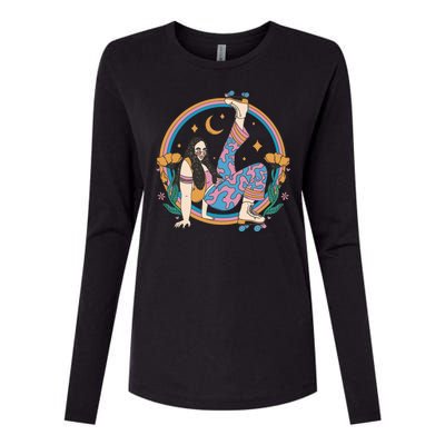 Retro Roller Disco Girl Womens Cotton Relaxed Long Sleeve T-Shirt