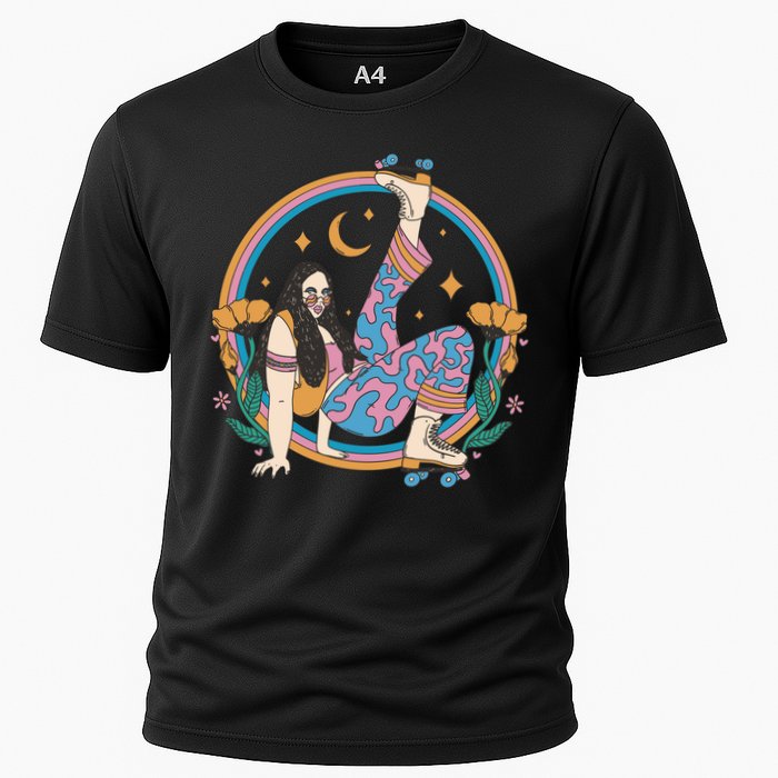 Retro Roller Disco Girl Cooling Performance Crew T-Shirt
