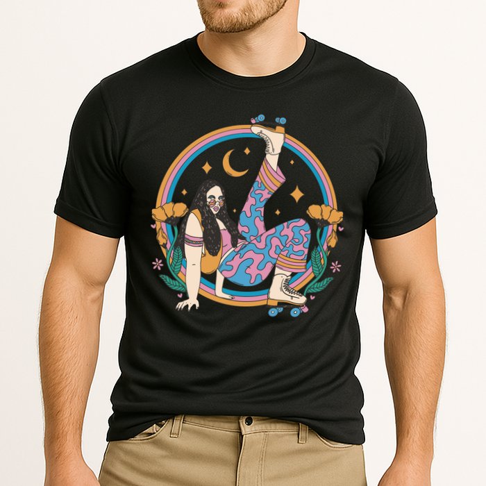 Retro Roller Disco Girl Cooling Performance Crew T-Shirt