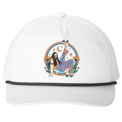 Retro Roller Disco Girl Snapback Five-Panel Rope Hat