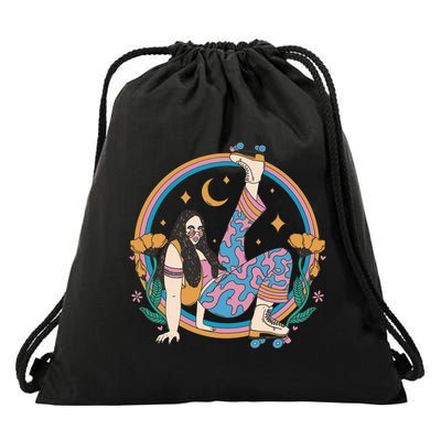 Retro Roller Disco Girl Drawstring Bag