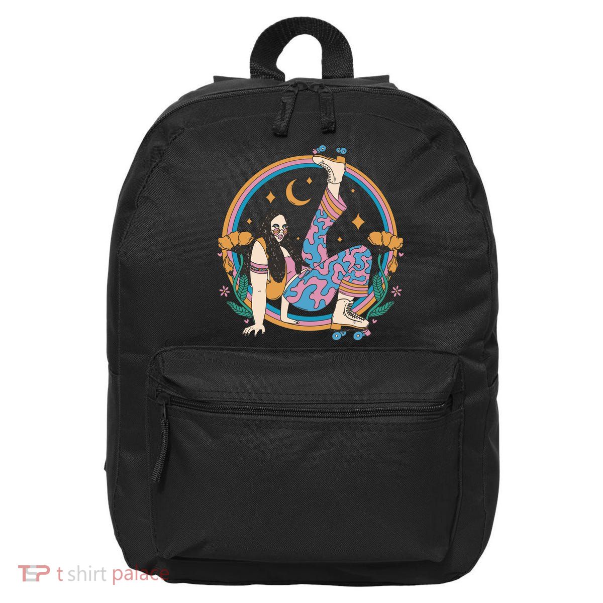 Retro Roller Disco Girl 16 in Basic Backpack