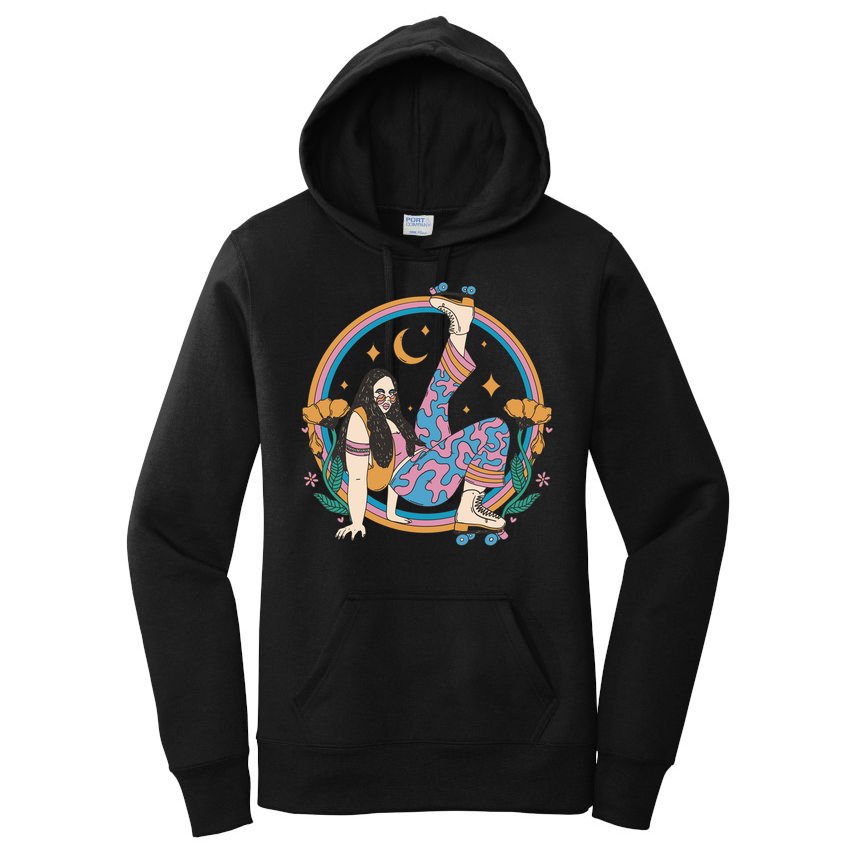 Retro Roller Disco Girl Women's Pullover Hoodie