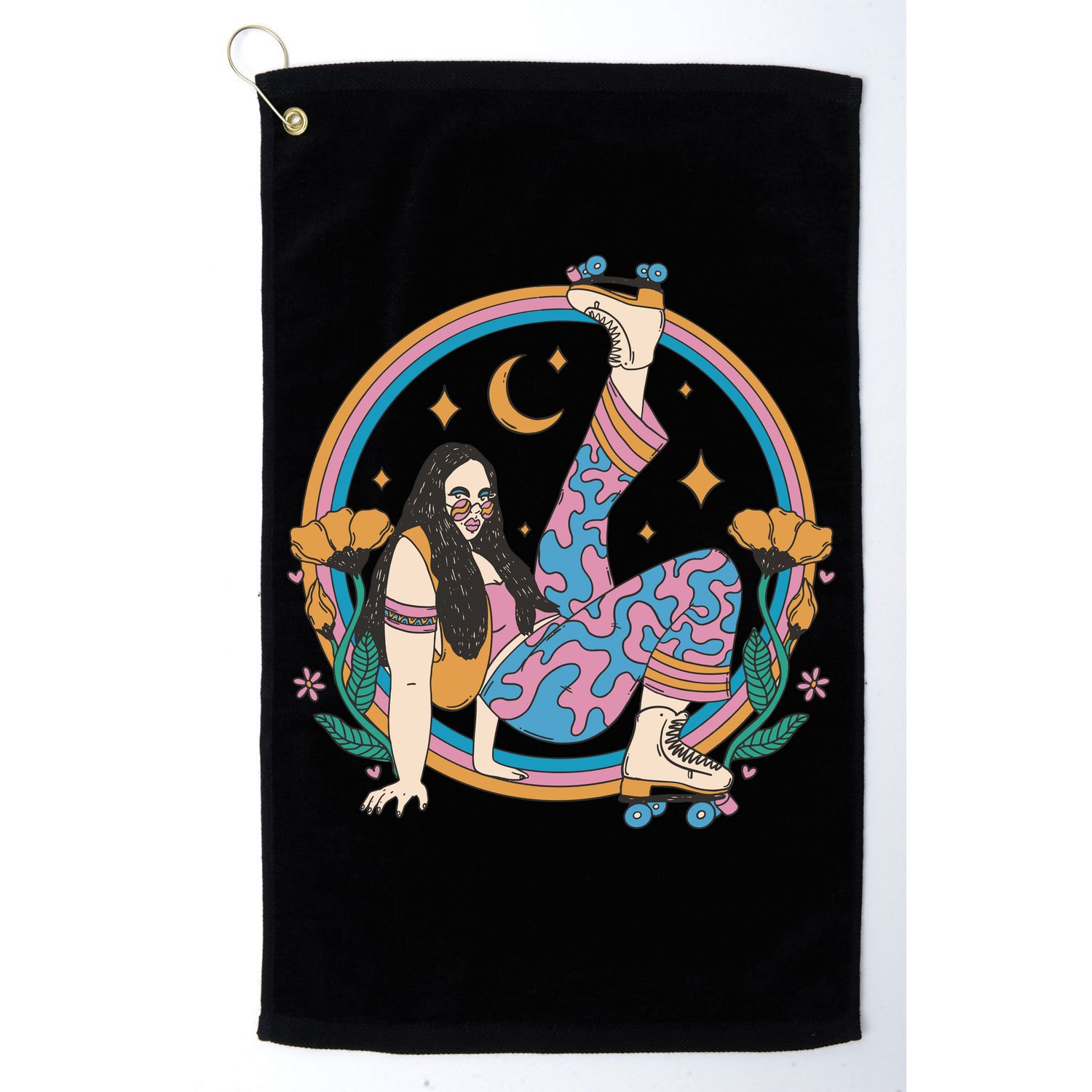 Retro Roller Disco Girl Golf Towel
