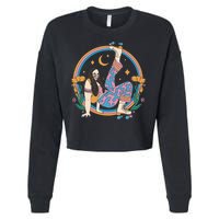Retro Roller Disco Girl Cropped Pullover Crew