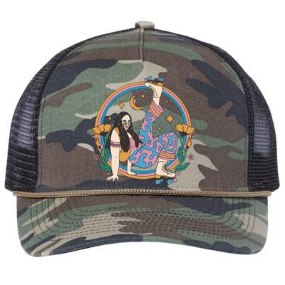 Retro Roller Disco Girl Retro Rope Trucker Hat Cap