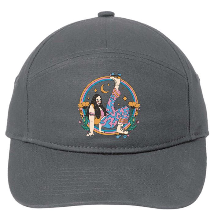 Retro Roller Disco Girl 7-Panel Snapback Hat