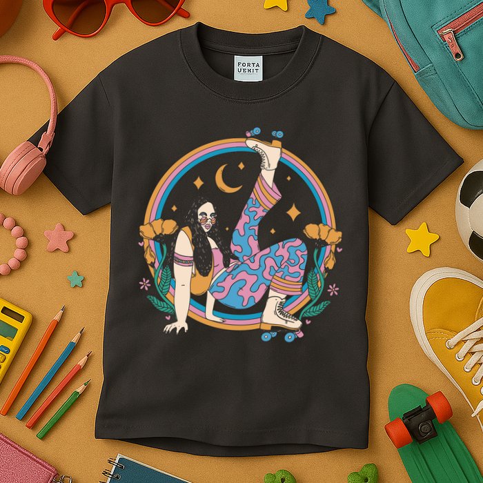 Retro Roller Disco Girl Kids T-Shirt