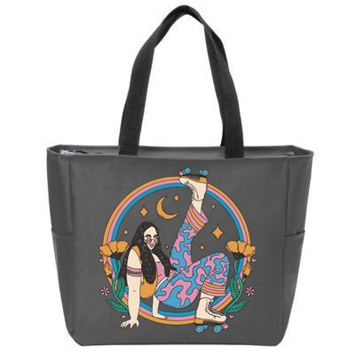 Retro Roller Disco Girl Zip Tote Bag