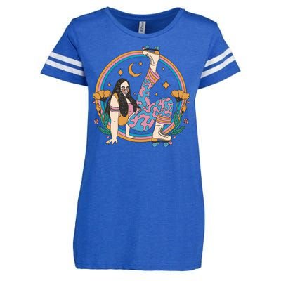 Retro Roller Disco Girl Enza Ladies Jersey Football T-Shirt