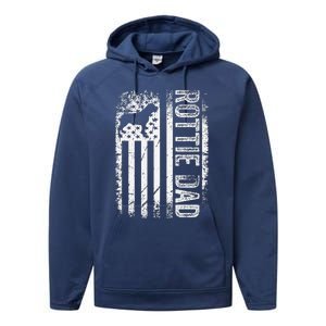 Rottweiler Rottie Dad American Us Flag Dog Performance Fleece Hoodie