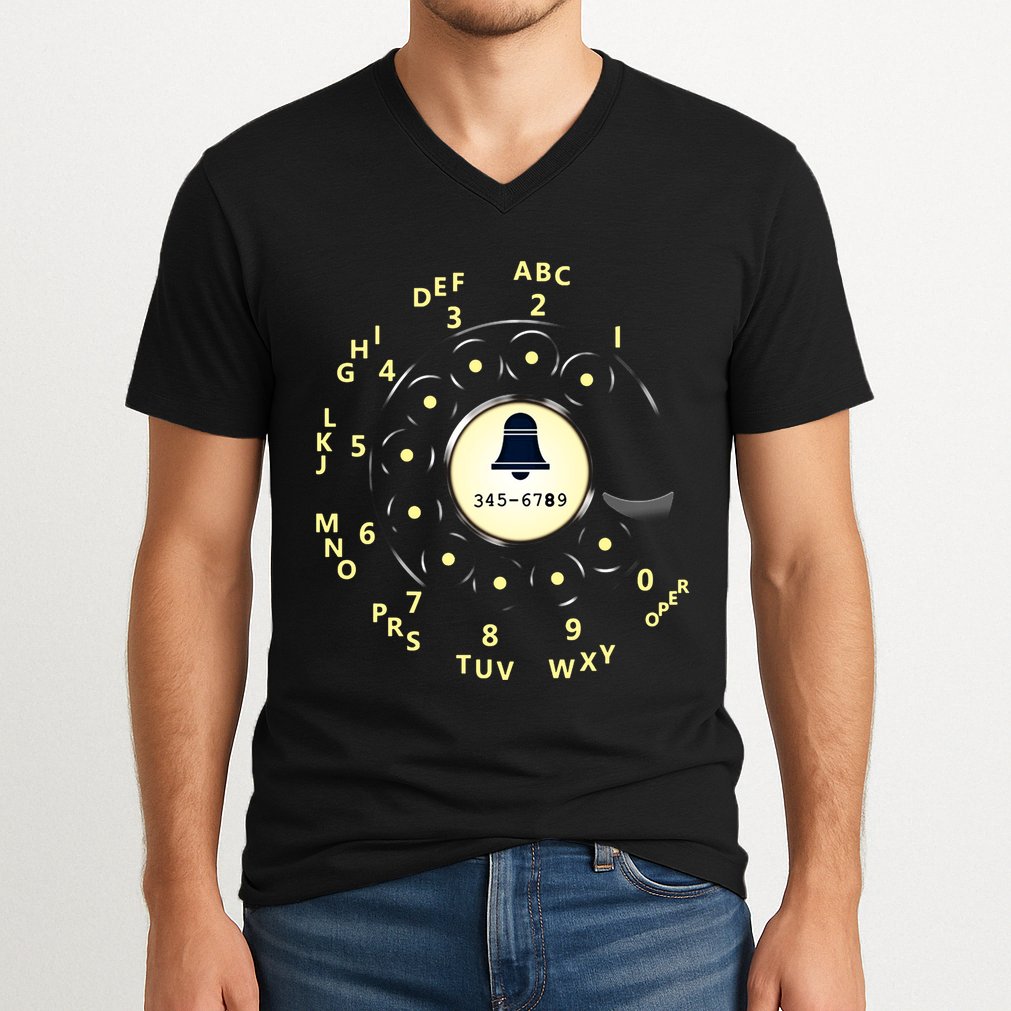 Retro Rotary Dial V-Neck T-Shirt