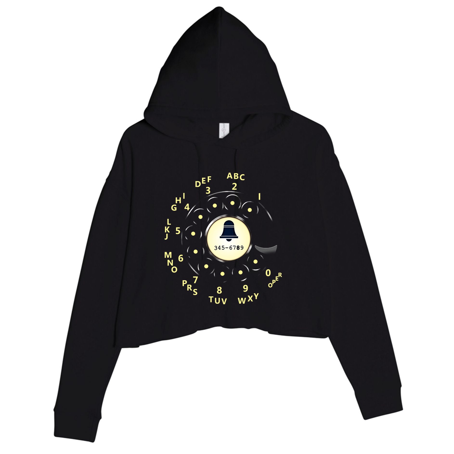 Retro Rotary Dial Crop Fleece Hoodie
