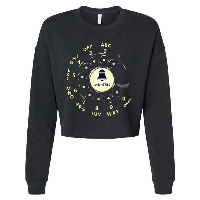 Retro Rotary Dial Cropped Pullover Crew