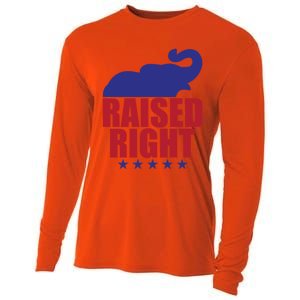 Raised Right Donald Trump Supporter Republican Elephant Gift Cooling Performance Long Sleeve Crew