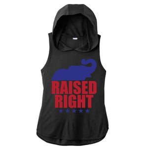 Raised Right Donald Trump Supporter Republican Elephant Gift Ladies PosiCharge Tri-Blend Wicking Draft Hoodie Tank