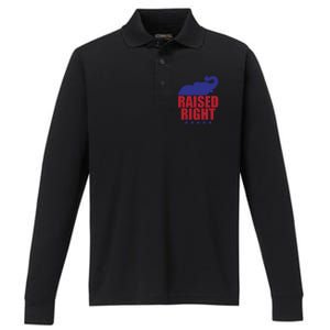 Raised Right Donald Trump Supporter Republican Elephant Gift Performance Long Sleeve Polo