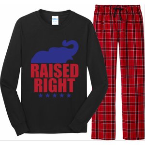 Raised Right Donald Trump Supporter Republican Elephant Gift Long Sleeve Pajama Set