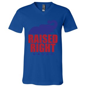 Raised Right Donald Trump Supporter Republican Elephant Gift V-Neck T-Shirt