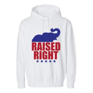 Raised Right Donald Trump Supporter Republican Elephant Gift Garment-Dyed Fleece Hoodie