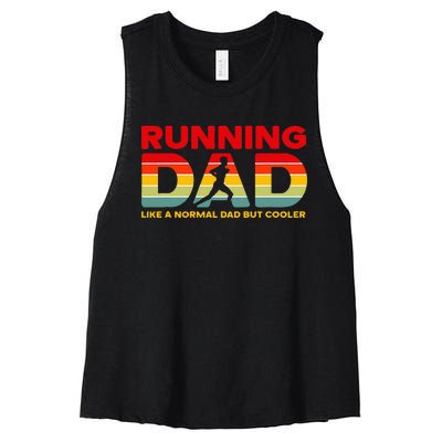 Retro Running Dad Apparel Funny Marathon Women's Racerback Cropped Tank