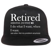 Retirement Retired Definition Funny I Do What I Want When I Want Flat Bill Trucker Hat