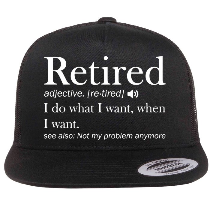 Retirement Retired Definition Funny I Do What I Want When I Want Flat Bill Trucker Hat