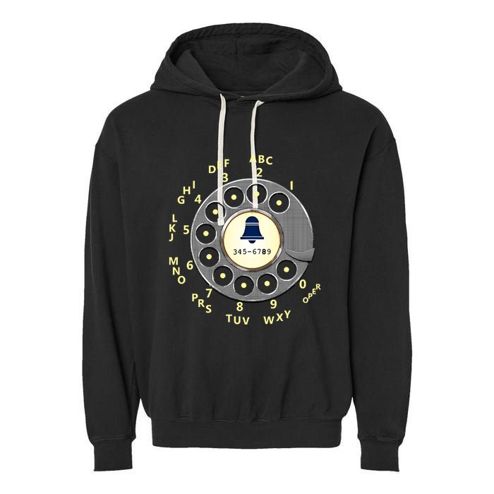 Retro Rotary Dial Garment-Dyed Fleece Hoodie