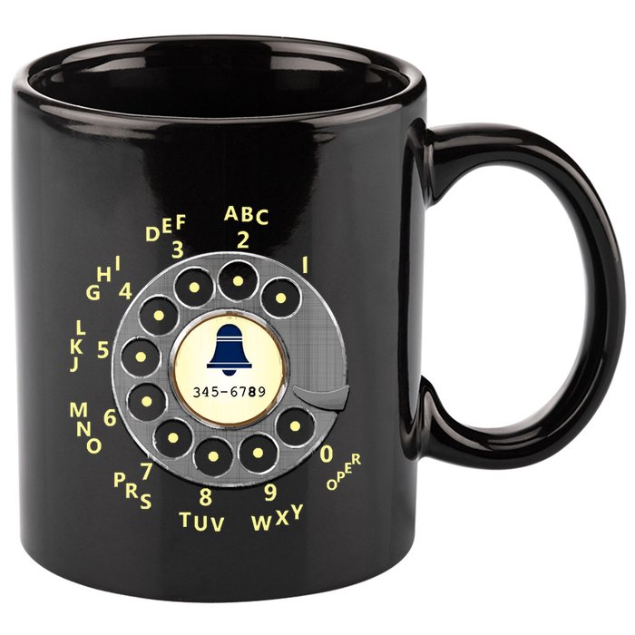 Retro Rotary Dial 11oz C Handle Ceramic Mug