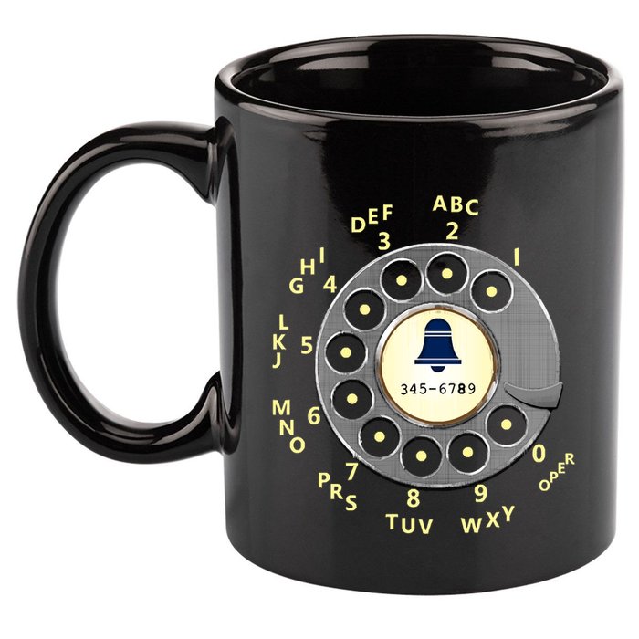Retro Rotary Dial 11oz C Handle Ceramic Mug