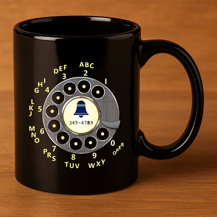 Retro Rotary Dial 11oz C Handle Ceramic Mug