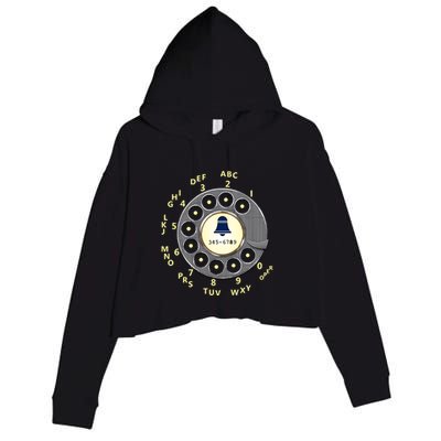 Retro Rotary Dial Crop Fleece Hoodie