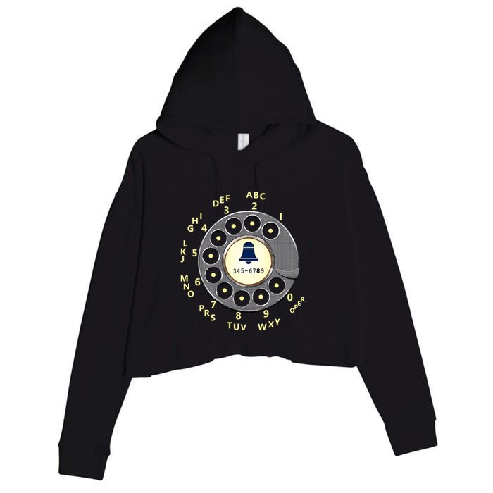 Retro Rotary Dial Crop Fleece Hoodie