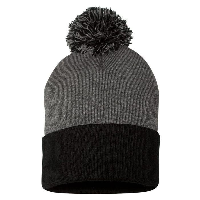 Retro Rotary Dial Pom Pom 12in Knit Beanie