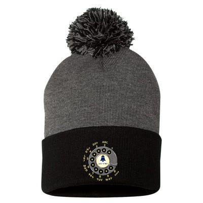 Retro Rotary Dial Pom Pom 12in Knit Beanie