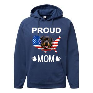 Rottweiler Rottweiler Dog Rottweiler Proud Patriot Mom Gift Performance Fleece Hoodie