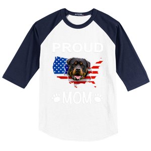 Rottweiler Rottweiler Dog Rottweiler Proud Patriot Mom Gift Baseball Sleeve Shirt