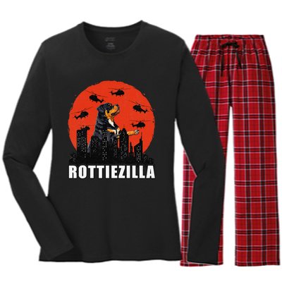 Rottweiler Rottie Dog Lovers Rottweiler Mom Funny Women's Long Sleeve Flannel Pajama Set 