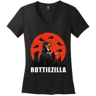 Rottweiler Rottie Dog Lovers Rottweiler Mom Funny Women's V-Neck T-Shirt