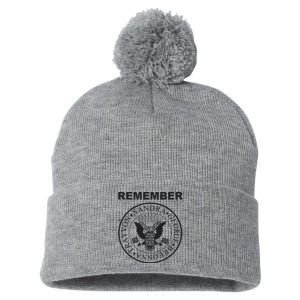 REMEMBER Pom Pom 12in Knit Beanie