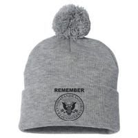 REMEMBER Pom Pom 12in Knit Beanie