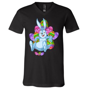 Rabbit Relaxing Easter Day V-Neck T-Shirt